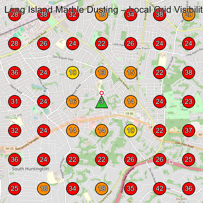 Long Island Marble Dusting GeoGrid visibility map for Swimming Pool in Commack